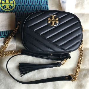 Tory Burch Kira Chevron Camera Bag Black Leather